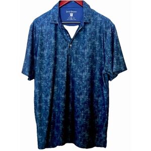 Hickey‎ Freeman Mens Large Performance Fabric PalmTree Print Polo Golf Shirt